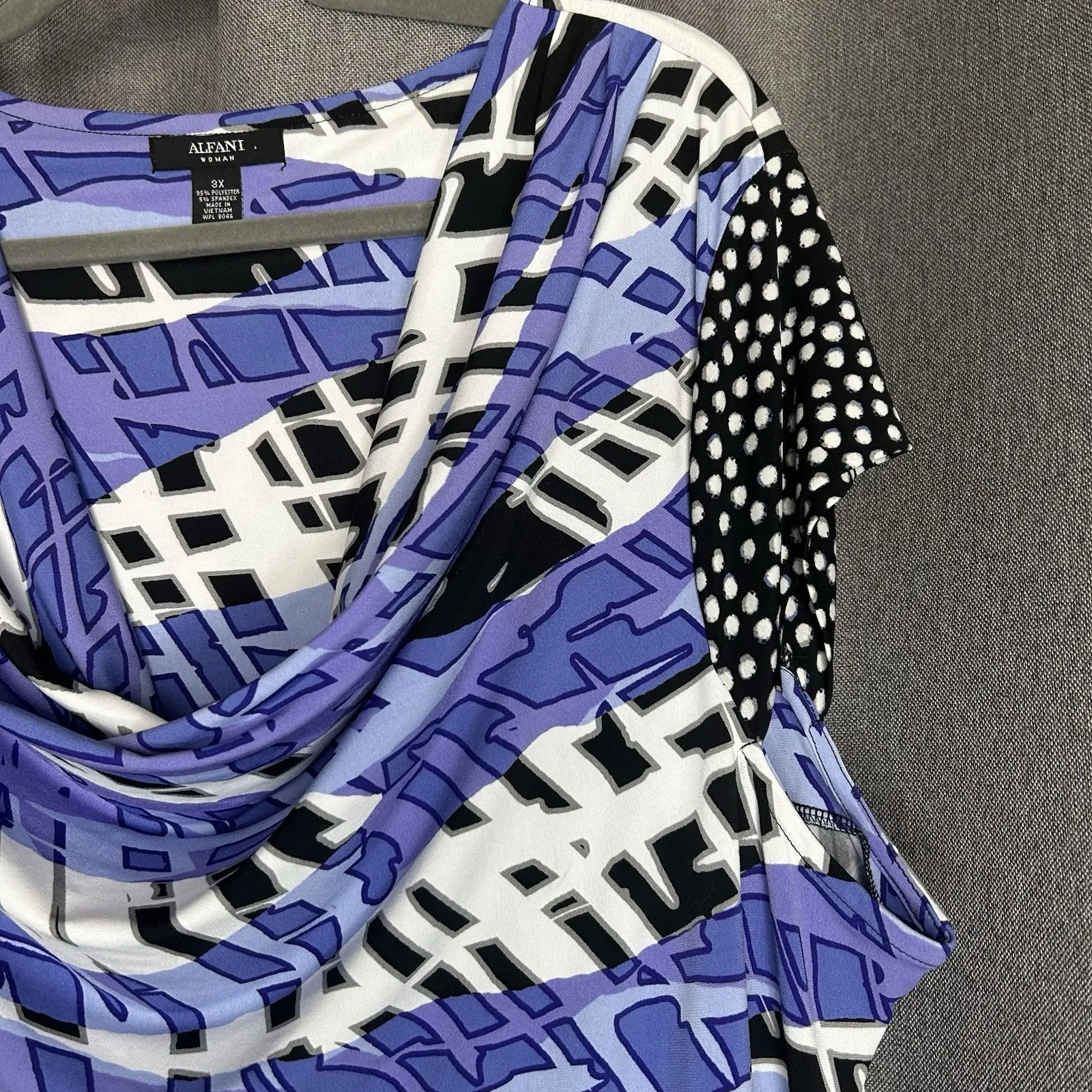 Alfani Long Top Womens Size 3X Abstract Cowl Neck‎ Sleeveless Pullover - Image 4