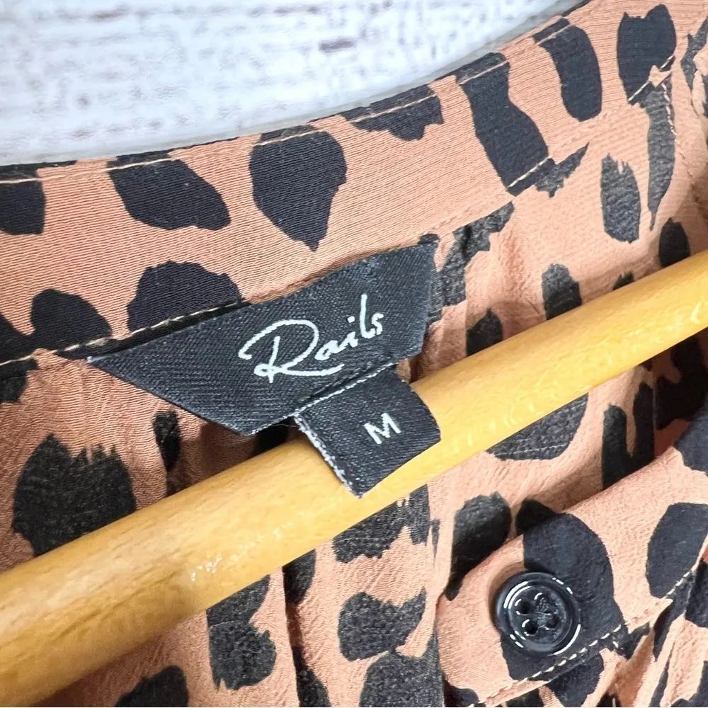 Rails Bella Jaguar Long Sleeve Leopard Print Shirt Dress Tie Waist Size Medium - Image 11
