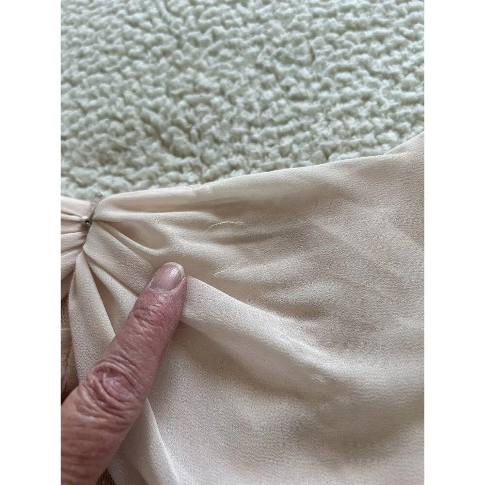 MONIQUE LHUILLIER BRIDESMAIDS Lace Chiffon Gown Blush Pink Size 2 - Image 11