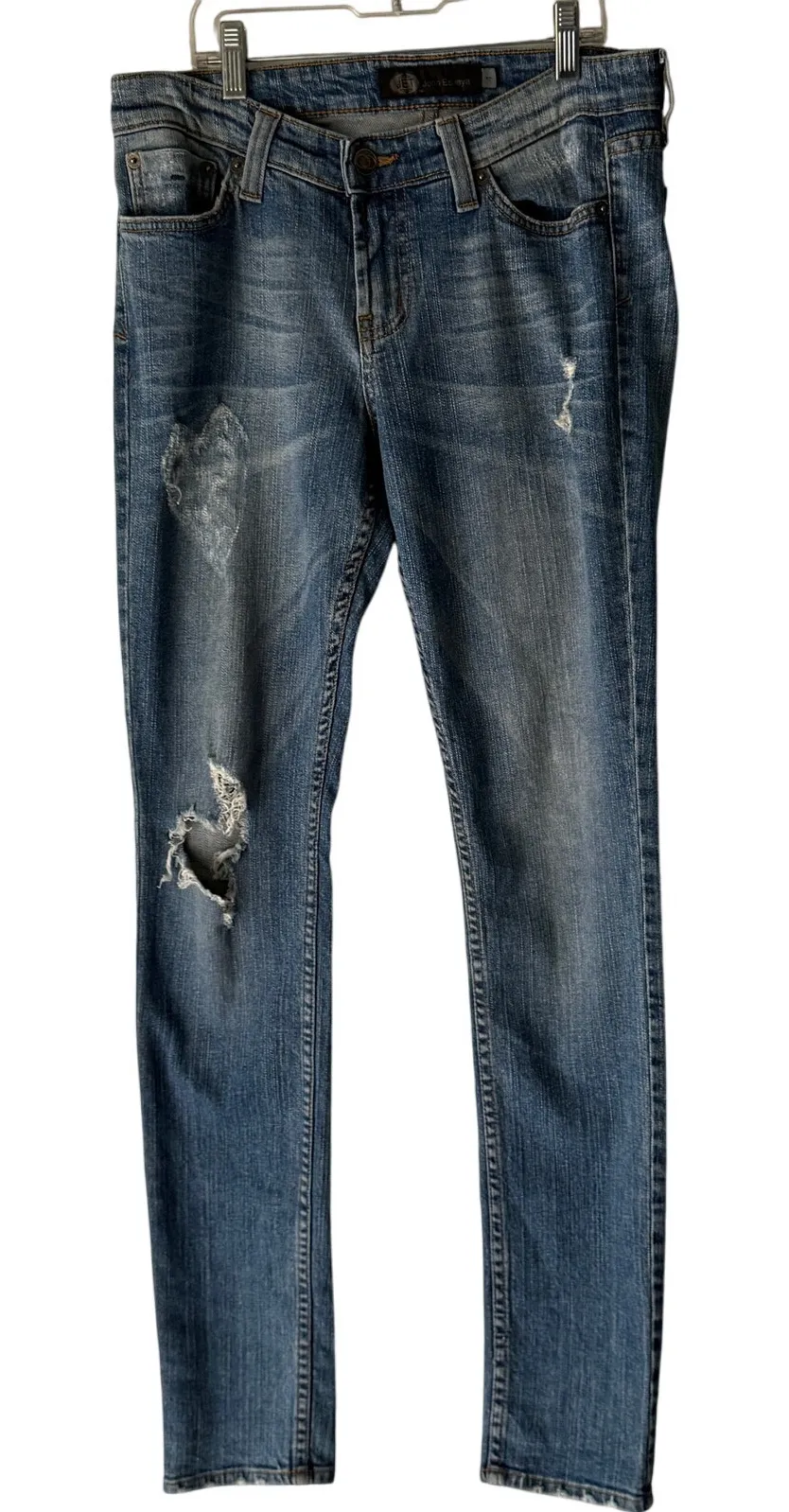 JET John Eshaya Distressed Skinny Jeans Size 4 Lightning Bolt Pocket Blue - Image 1