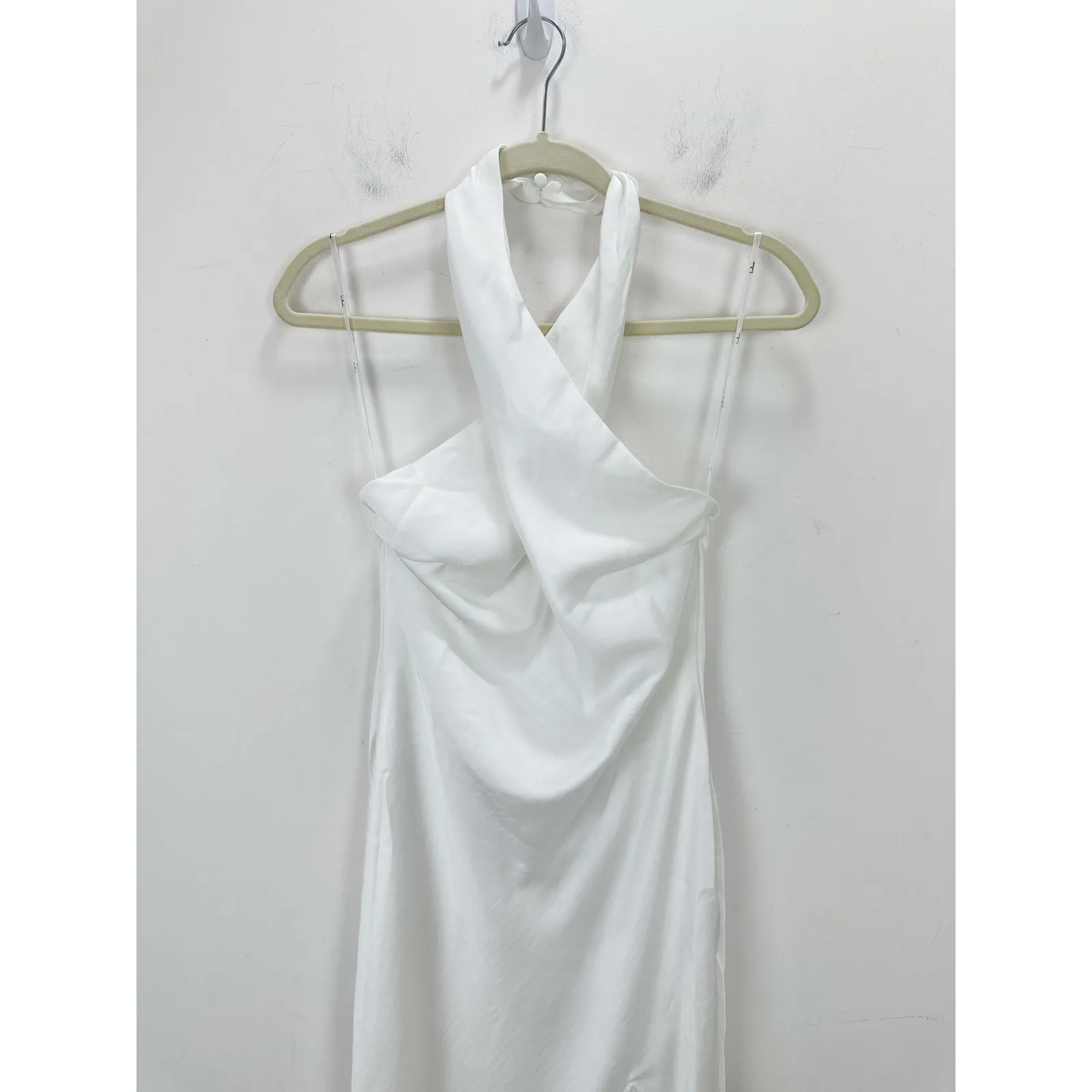 Lulus Beyond Classy White Satin Halter Midi Dress Wedding Bridal Medium NWT - Image 7