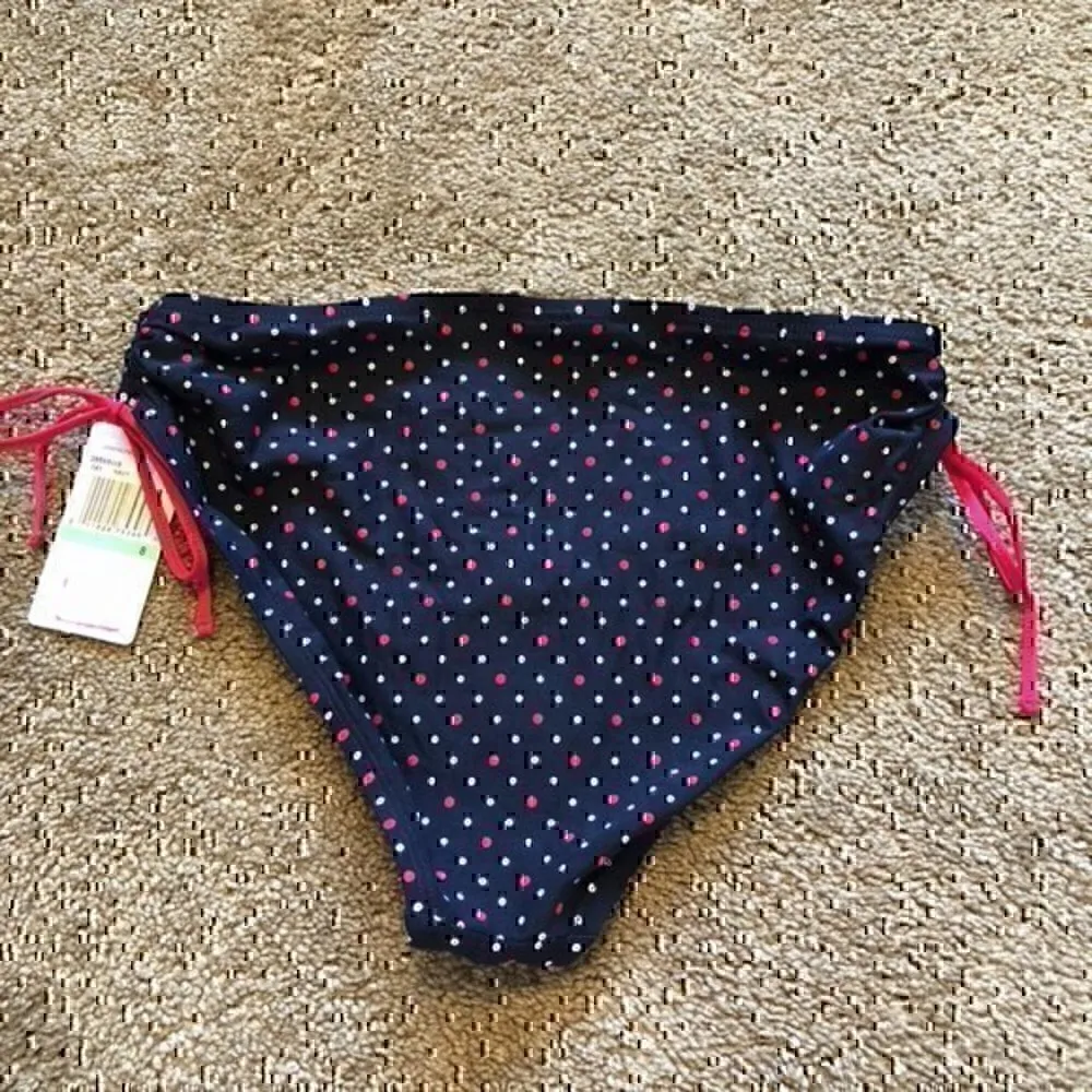 NEW NWT NAUTICA Navy Blue White Red Polka Dot USA Bow Tie Side Bikini BOTTOM 8 - Image 8