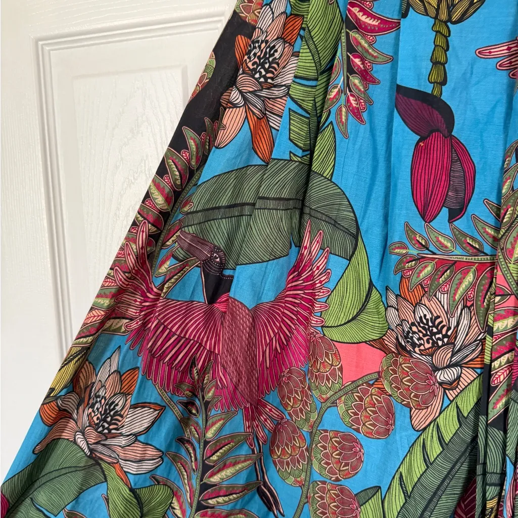 Farm Rio Totally Tuiuiu Cotton Colorful Jungle Tropical Maxi Dress - Image 5