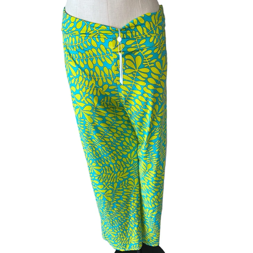 NWT TRINA TURK TRELLIS COVER UP SWIM PANTS, BLUE/GREEN MULTI - Image 2