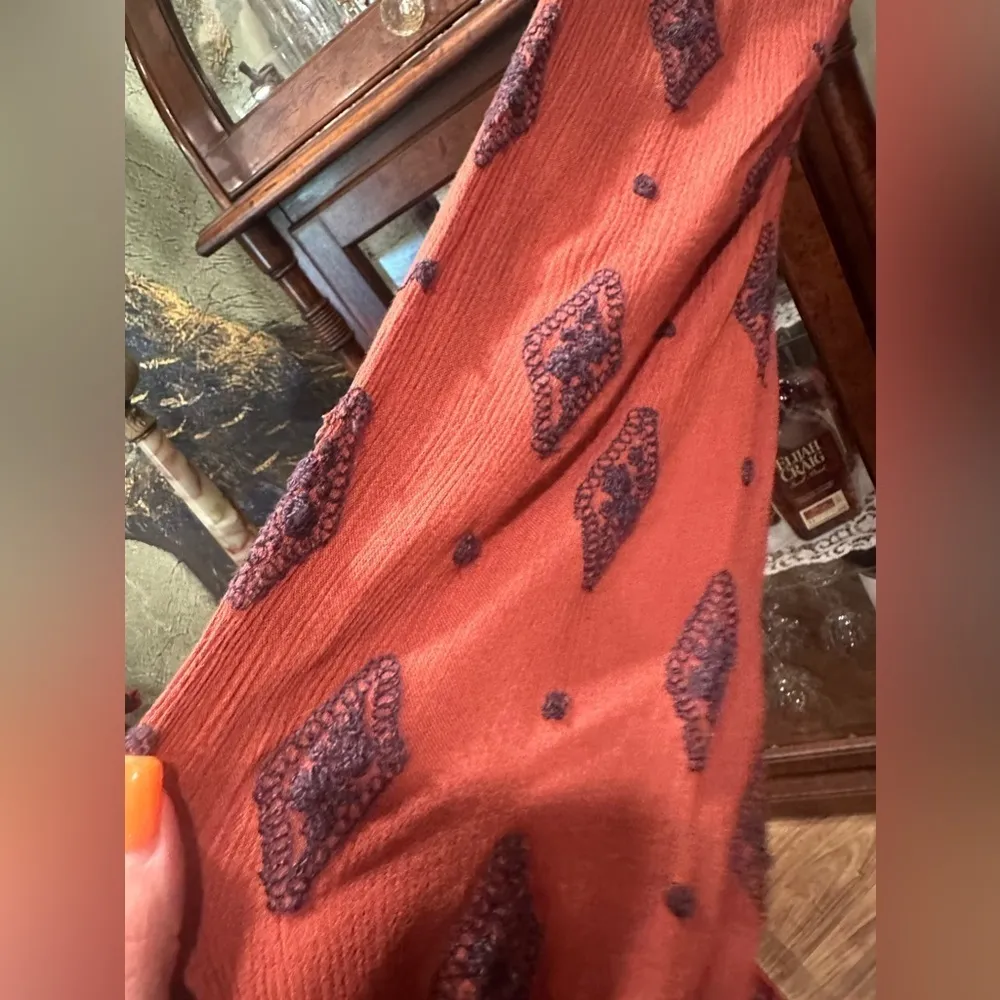 Free People Diamond Embroidered Tunic Top Dress Cinnamon XS - Image 5