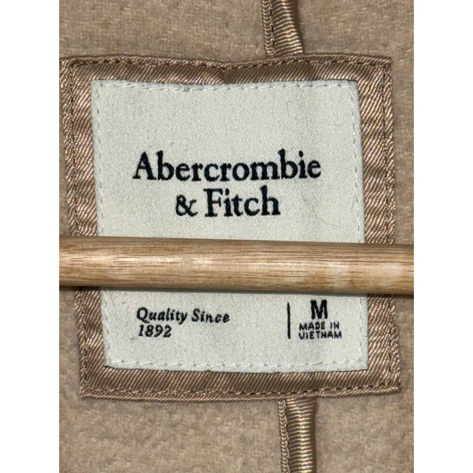 Abercrombie & Fitch Tan Cream Wool Collared Overcoat Pea Coat Jacket Womens Sz M - Image 3