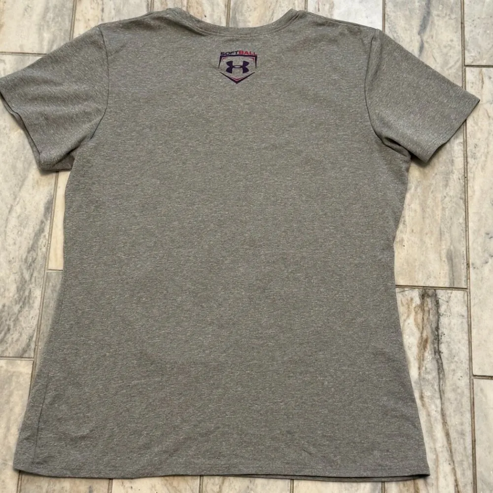 Under Armour women's small (semi-fitted) gray SOFTBALL Heatgear t-shirt - Image 6