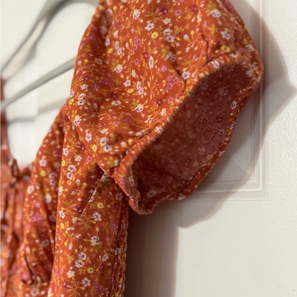 Womens Lucky Brand Laura Ashley Rust Corset Printed Floral Pink White Crop Large - Image 7