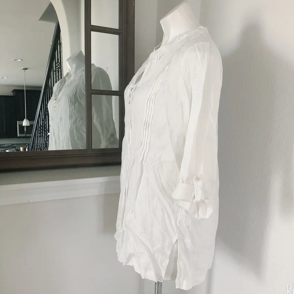 Anthropologie’s Cynthia Rowley Linen Shirt Tunic in White, Size L - Image 6