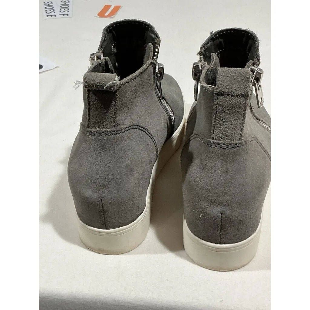 Womans Steve Madden Wedgie Size 7 Gray Suede Side Zip Wedge Sneaker - Image 5