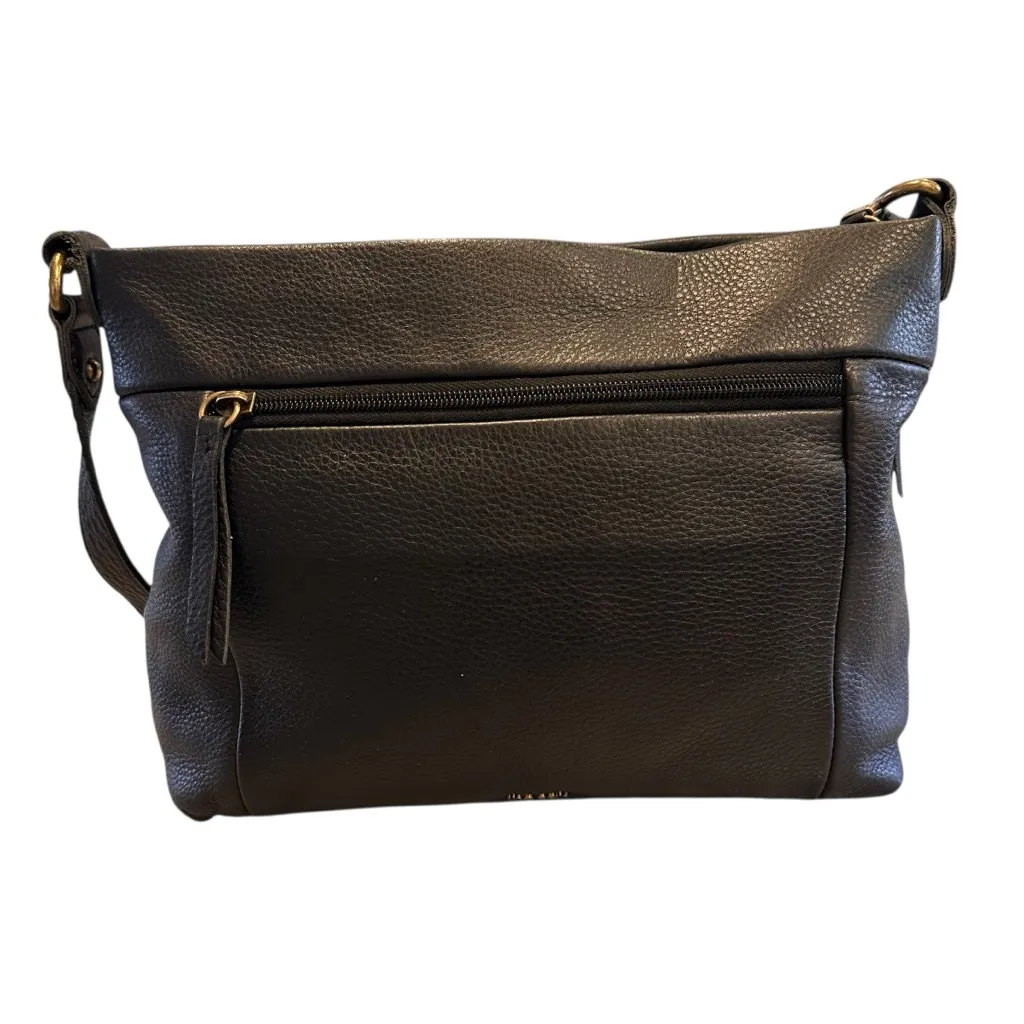 The Sak Leather Crossbody Bag Black Brown Suede Trim Boho Adjustable Strap - Image 2