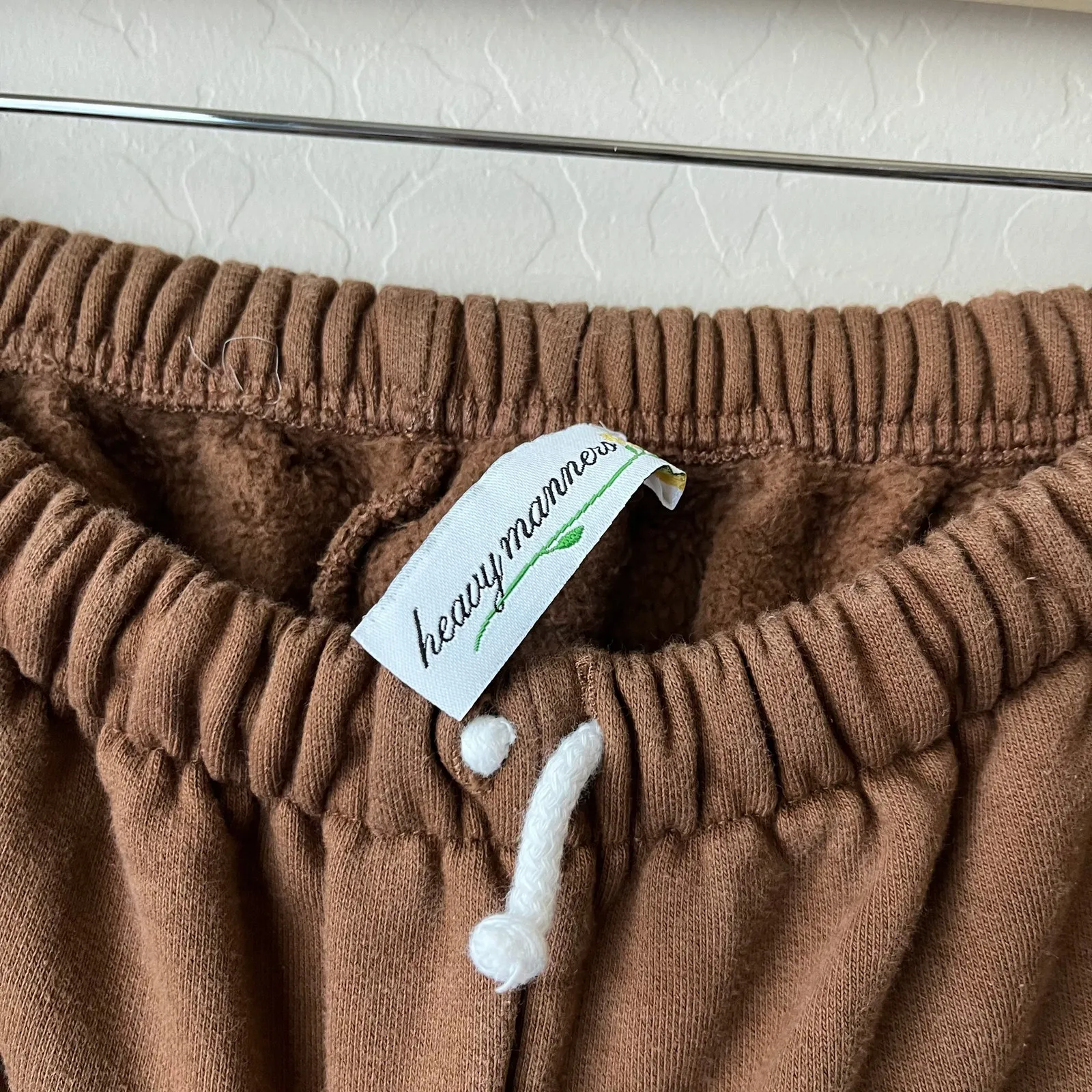 Heavy Manners Brown Embroidered Airport Lounge Jogger Sweatpants Women’s Size L‎ Size L - Image 6