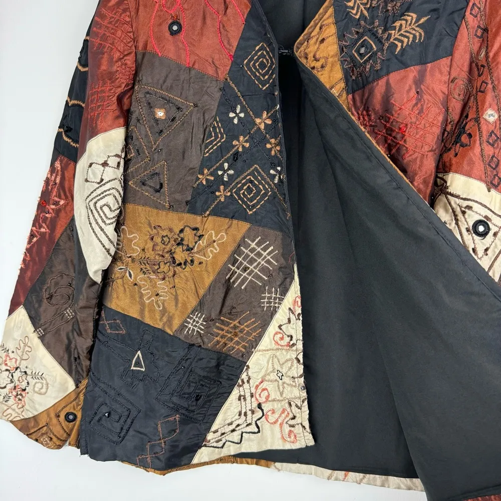 Vtg Y2K Laura Ashley Patchwork Jacket Sz Medium Mixed Media Art to Wear - Image 6