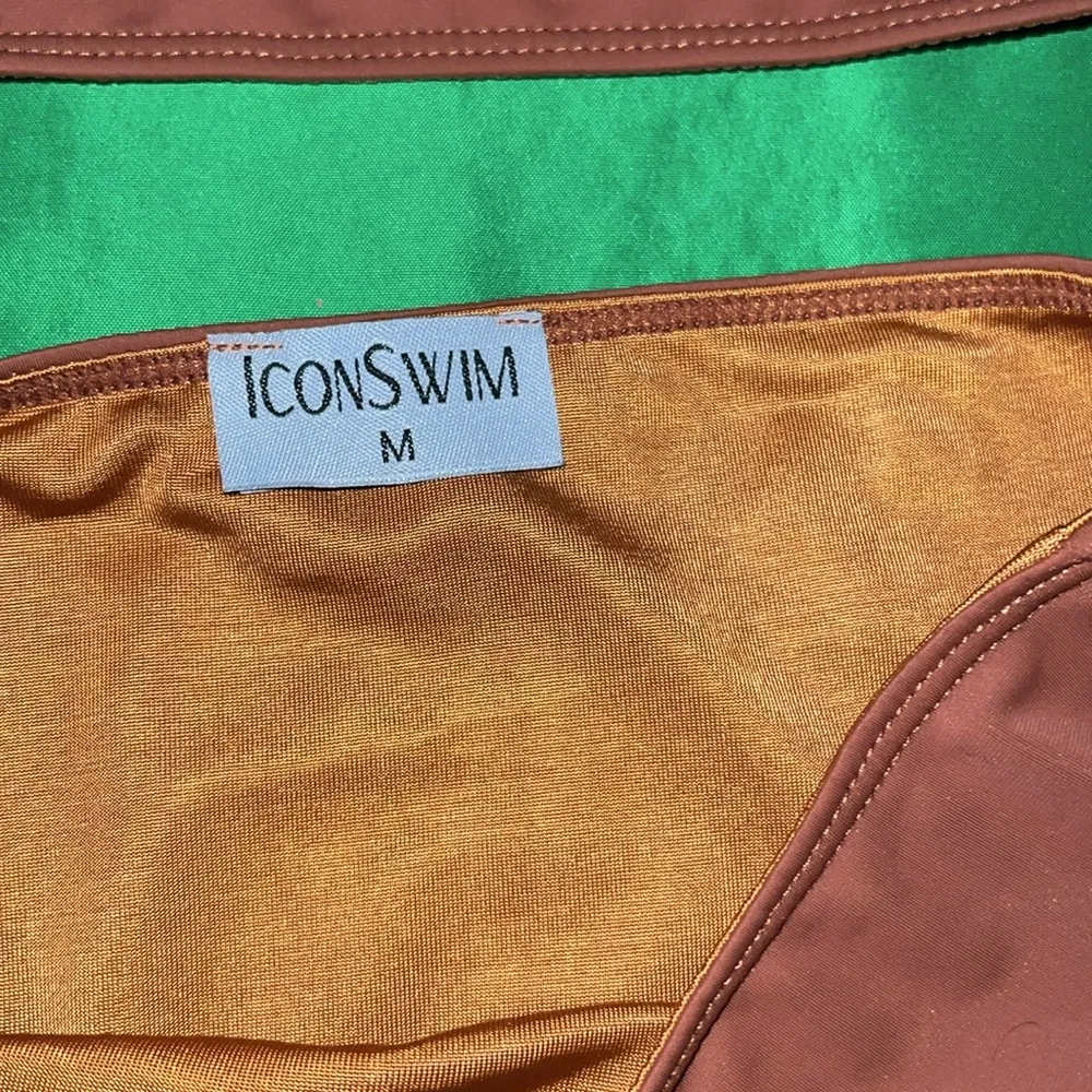 Icon Swim Brown Bikini Set with Black Straps size Medium - Image 3