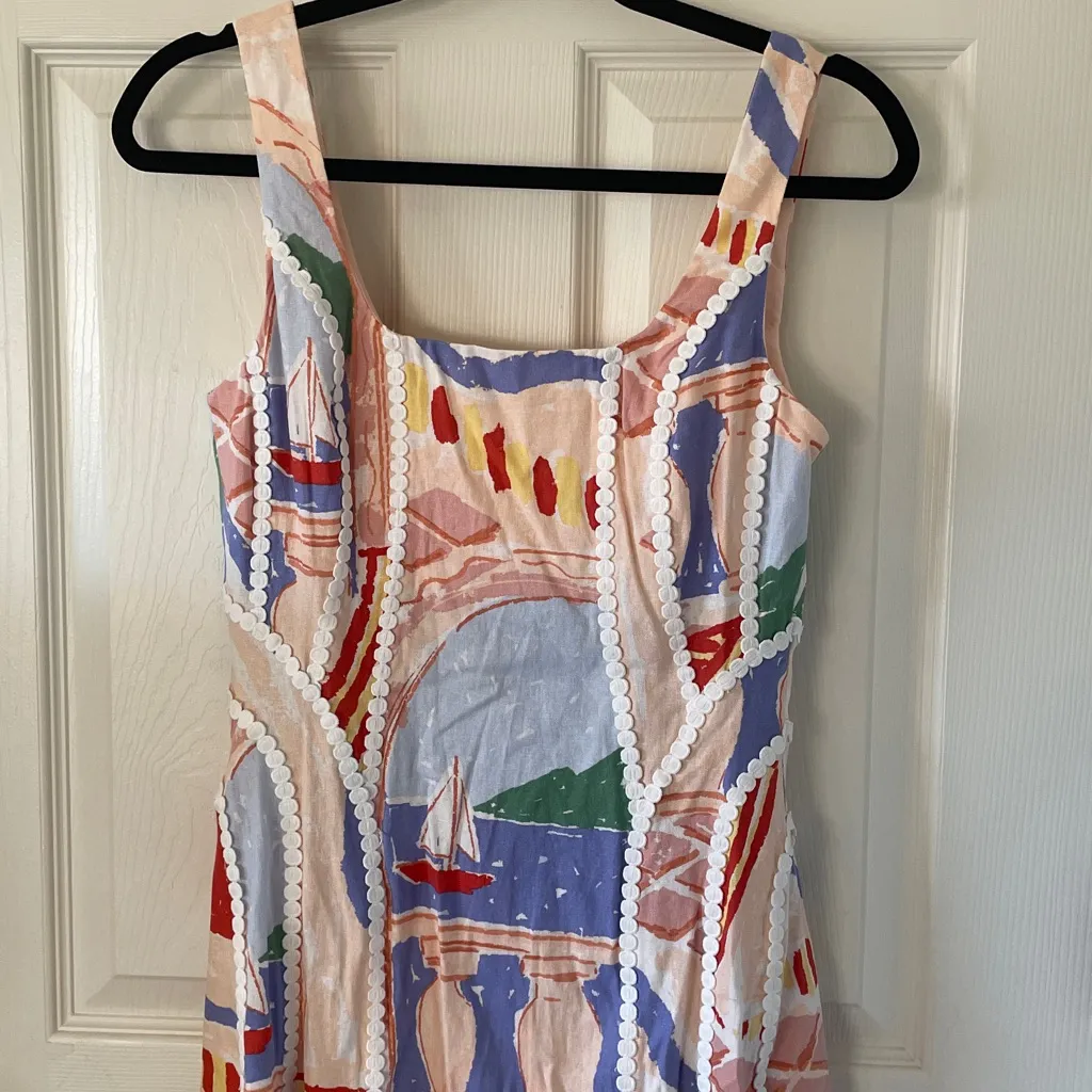 Christian Lacroix Linen Blend Midi Dress Costal Theme Vacation Size XS New - Image 2