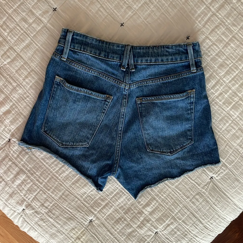 GOOD AMERICAN The Cutoff Foldover High Waist Denim Shorts Size 4 / 27 - Image 9