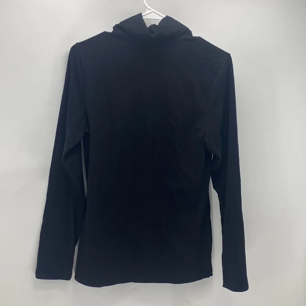 Felina black cotton blend turtleneck wardrobe basic classic chic cozy minimalist Size L - Image 4