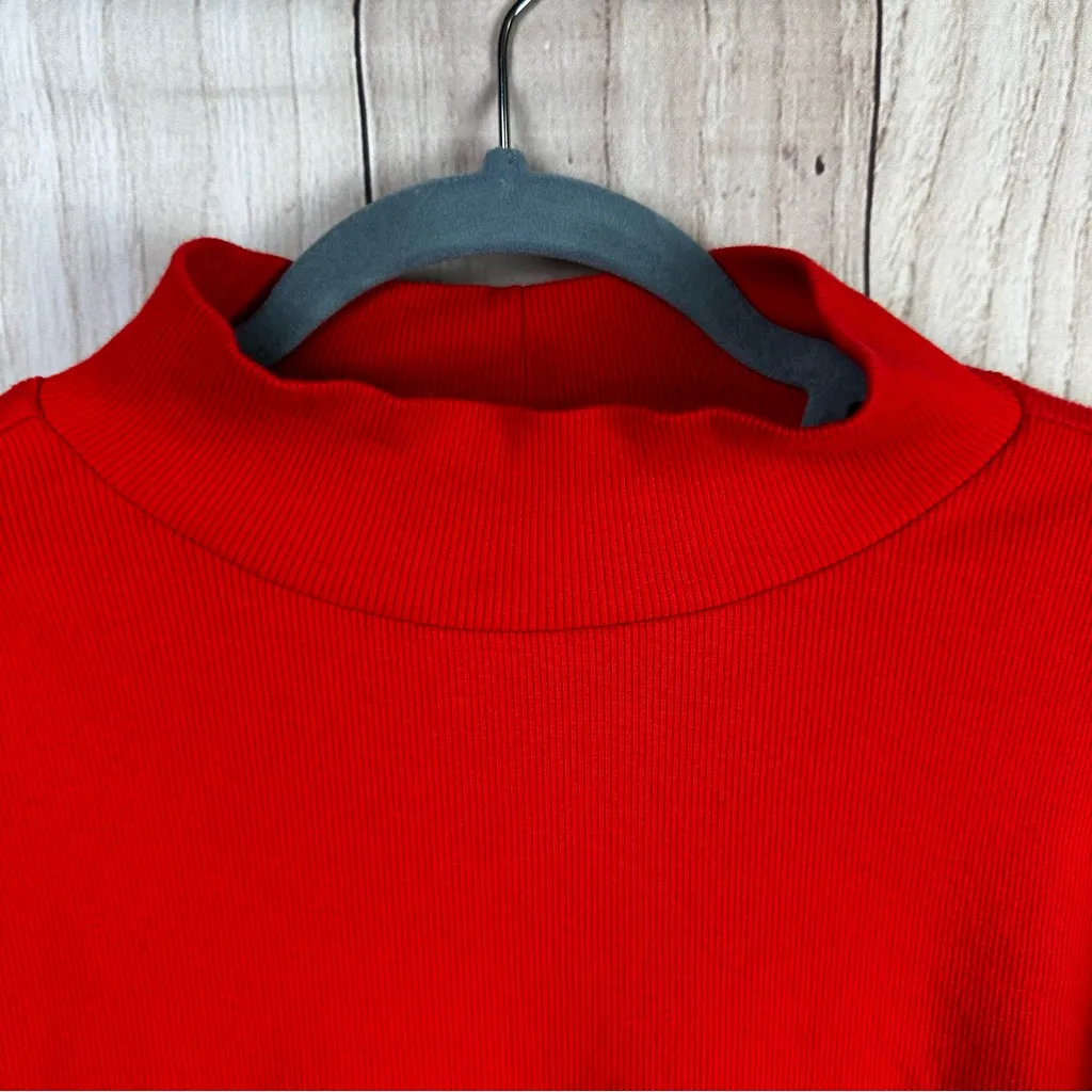 Vintage Liz Claiborne Lizwear Jeans Vibrant Red Mock Neck Shirt - Image 2