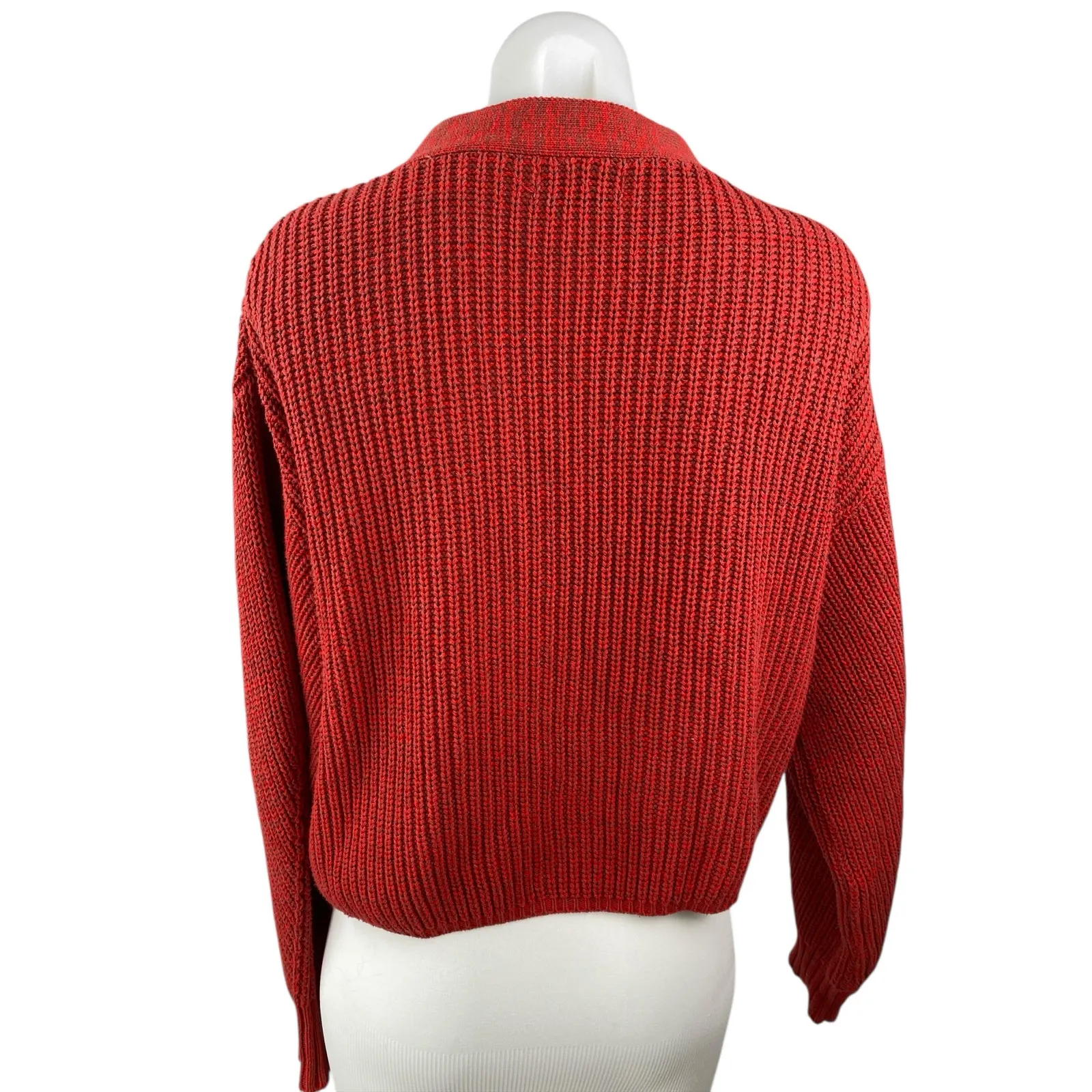 Urban Outfitters Women's Red Knit V Neck Long Sleeve Crop Cardigan Sweater Top S - Image 2