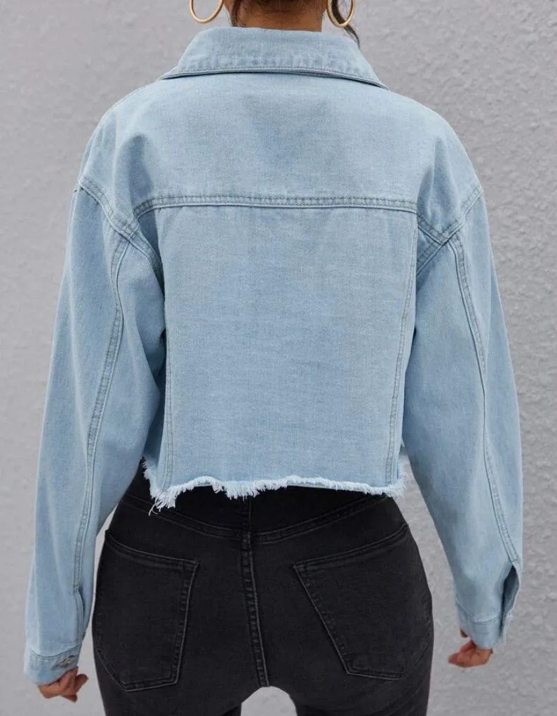 Cropped Jean Jacket Size XS - Image 2