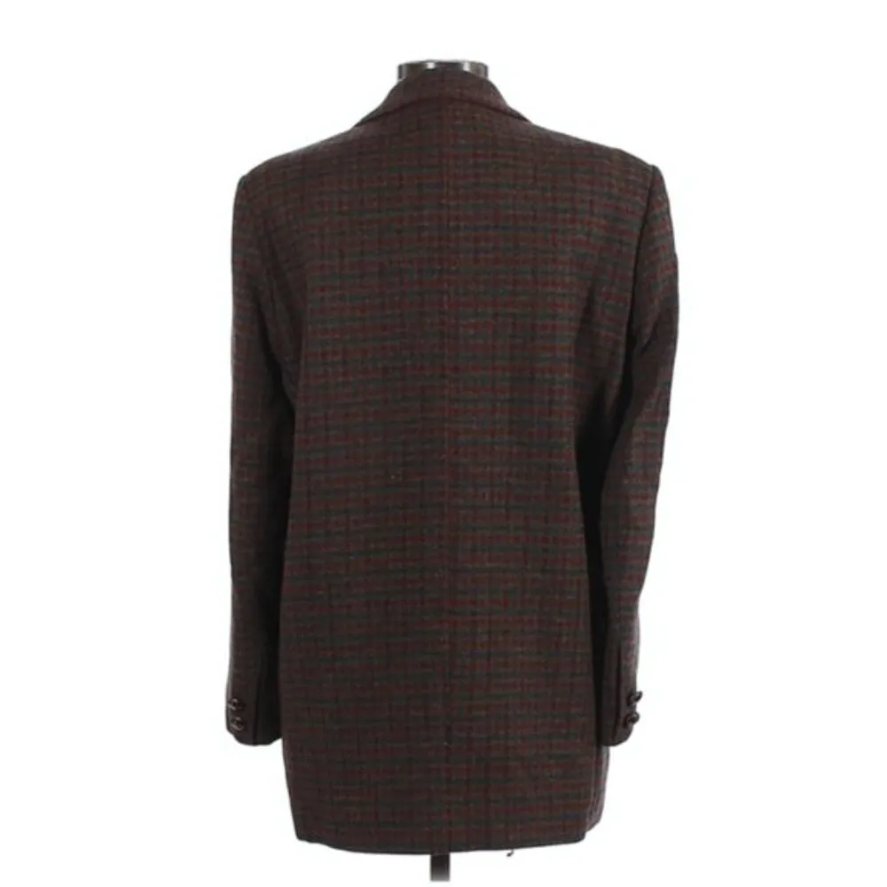 Eddie Bauer Jacket LP Boyfriend Long Blazer Plaid Wool Vintage Petite Brown Fall - Image 7