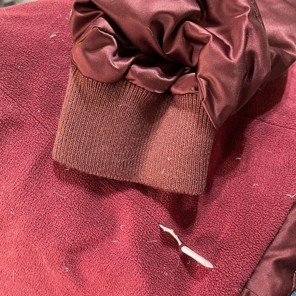 Ann Taylor Down Filled Jacket Coat Maroon Full Zip (READ FLAW) Size L Large - Image 9