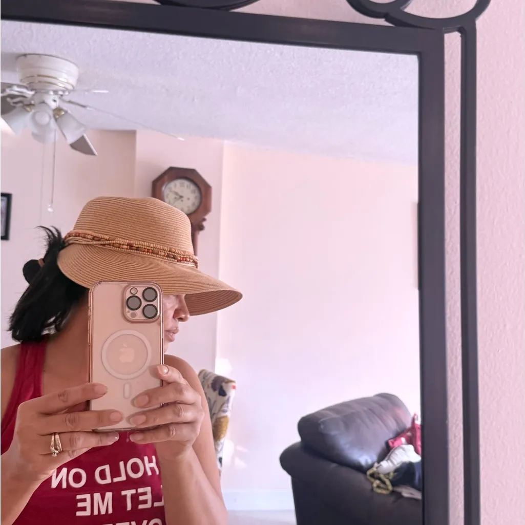 Elegant Tan Straw Hat with Beaded Trim - Image 12