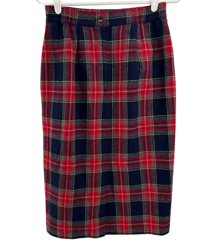 Haberdashery wool blend plaid knee length pencil skirt academia preppy vintage - Image 3