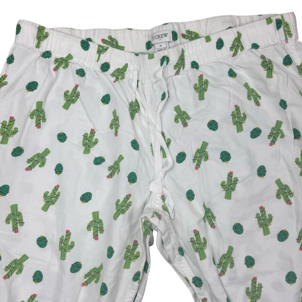 J. Crew Cactus Christmas Tree Lights Holiday White Flannel Pajama Bottom Pants M Size M - Image 8