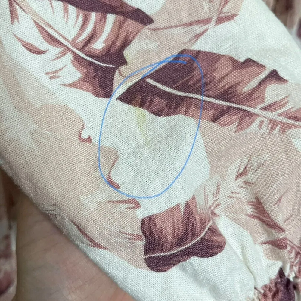 House of Harlow Palm Leaf Midi Dress Women’s Size Medium Linen Vacation Pink - Image 12