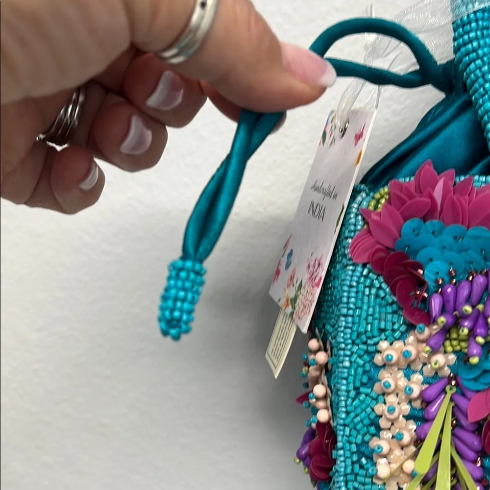 Playful Vibrant Blue & Purple Mini Beaded Bag 🩵 - Image 4