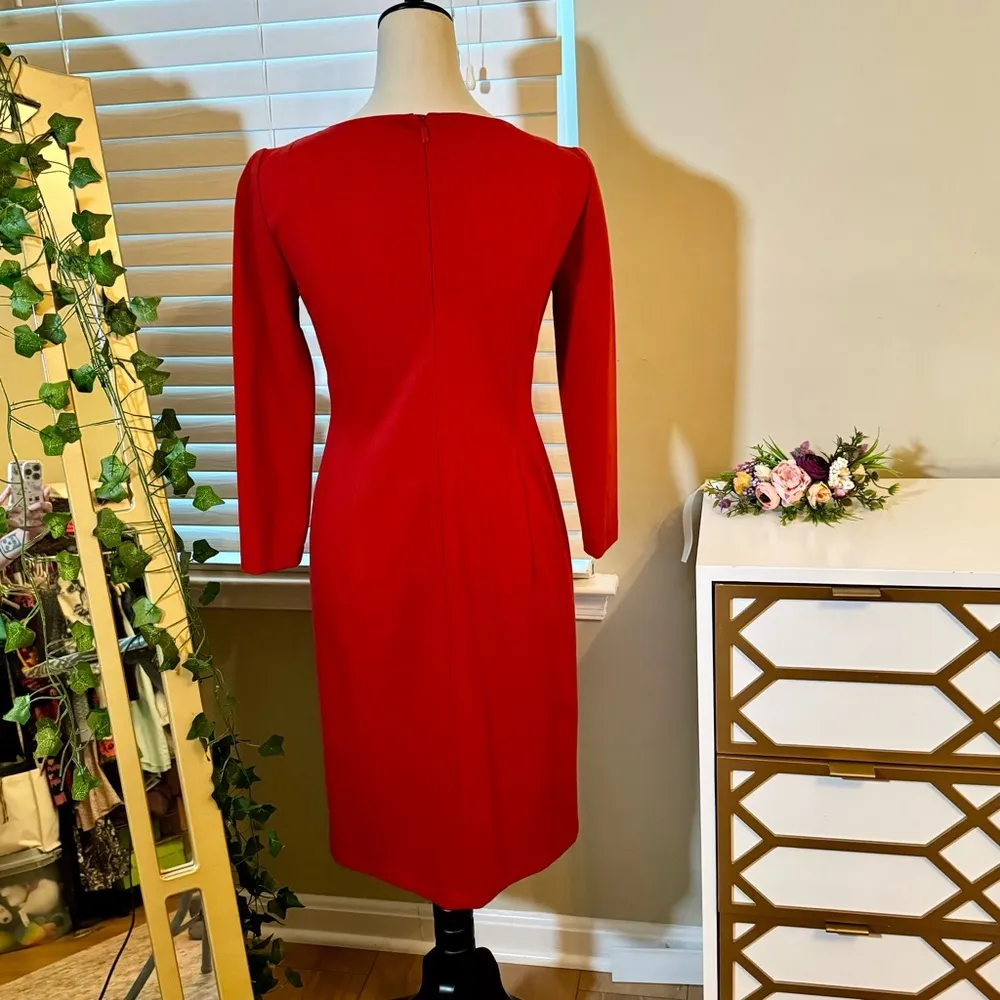 LAFAYETTE 148 RED ITALIAN PUNTO MILANO ALDRICH SHEATH DRESS - Image 3