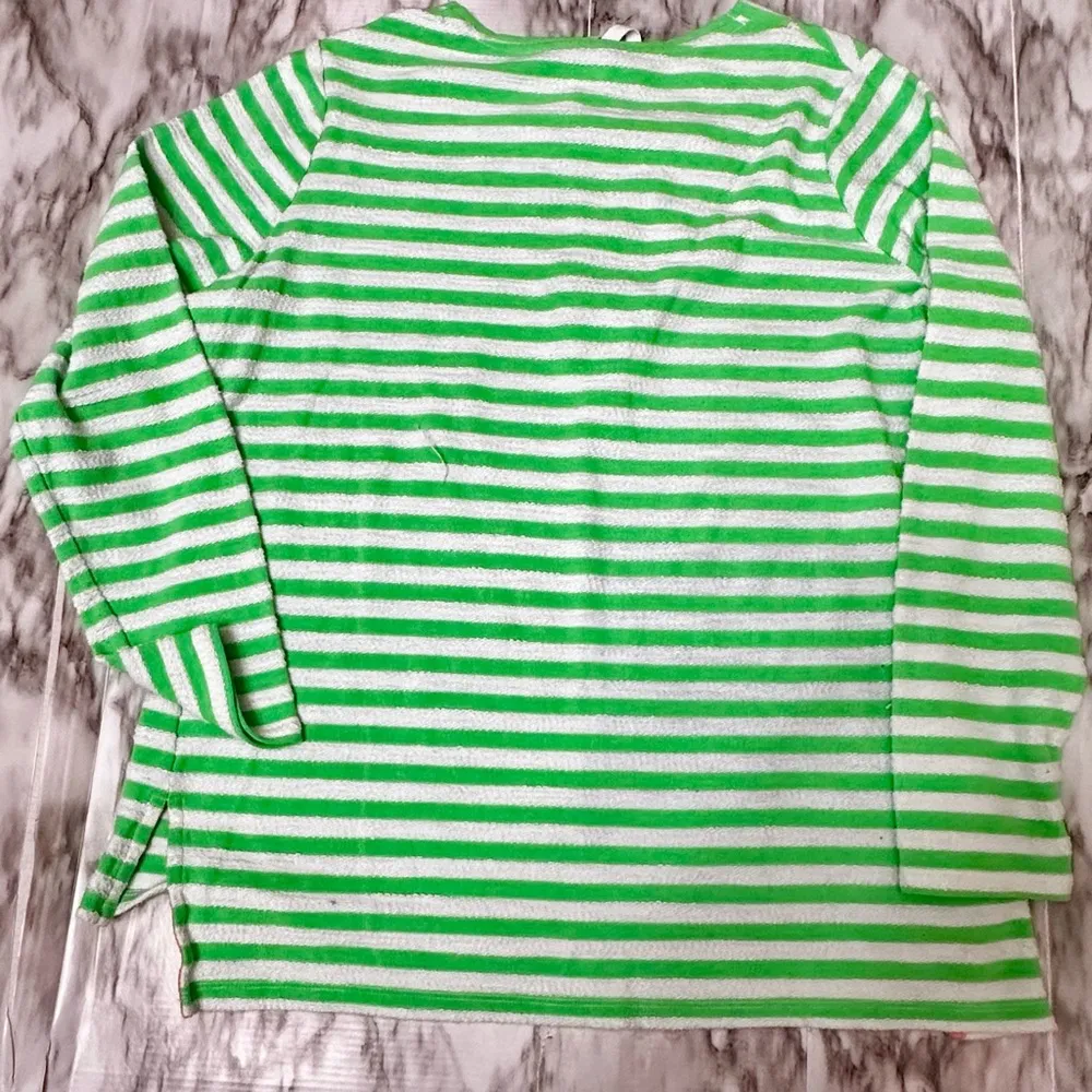 Crown & Ivy Green and White Long Sleeve Terrycloth Nautical Sailor Popover Top - Image 8