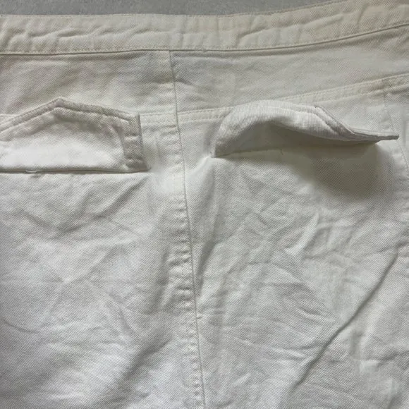 Lily Rain Women's White 100% Cotton Raw Asymmetrical Hem Jean Mini‎ Skirt Sz Med - Image 6