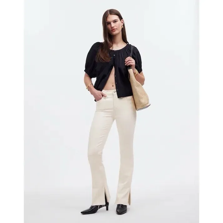 NWT Madewell Kick Out Full-Length Jeans Womens 31 Vintage Canvas (Cream) Raw Hem - Image 3