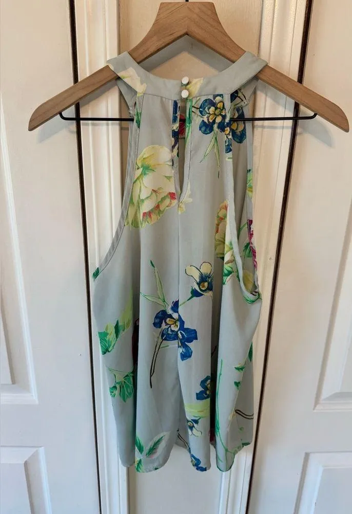 Le Lis Sheer High Neck Floral Flowy Tank Top Blouse Women’s Size Large - Image 4