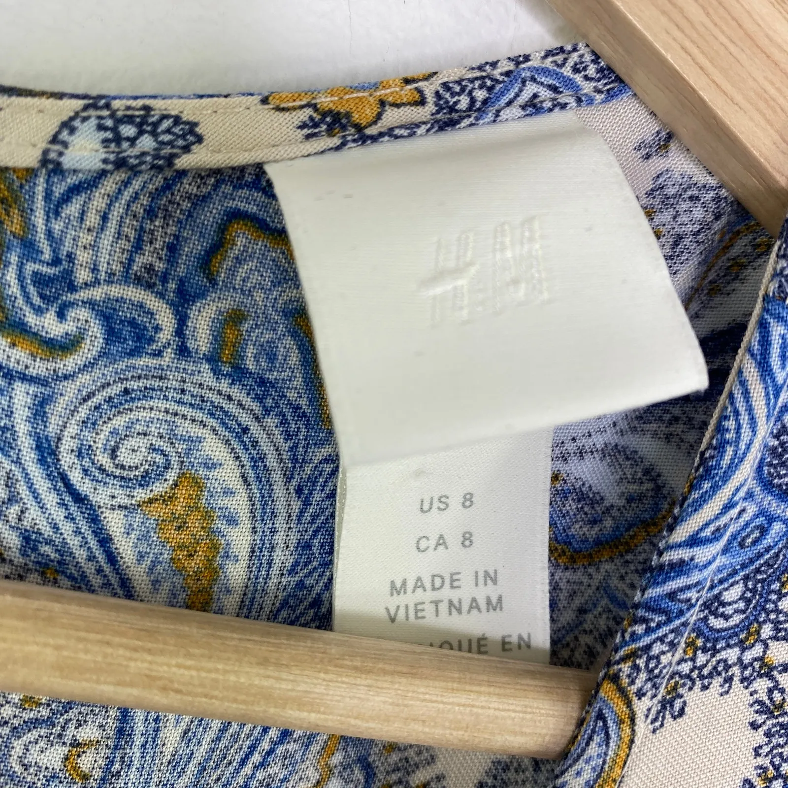 H&M Multi-Color Blue Cream Paisley Print Sheath Mini Dress Women's Size 8 - Image 6