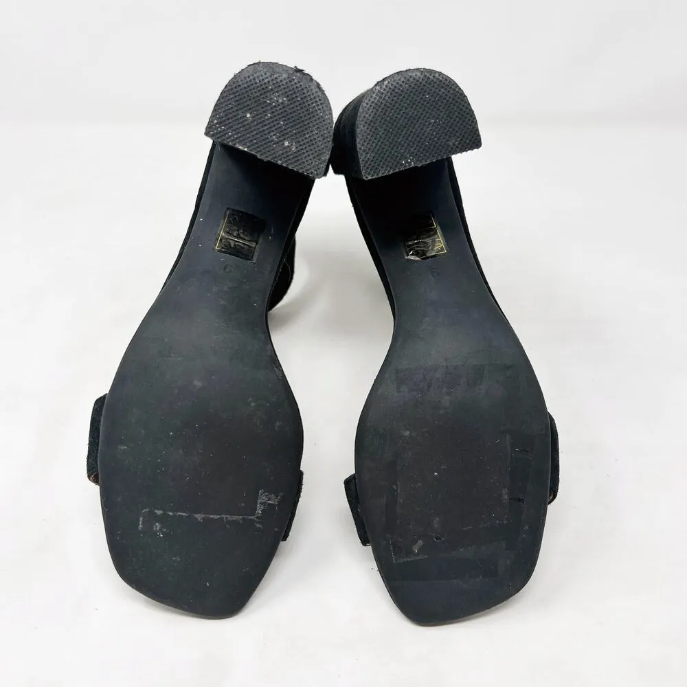 [Jeffrey Campbell] Black Holvey Suede Ankle Strap Chunky Block Heel Sandals Sz 9 - Image 10