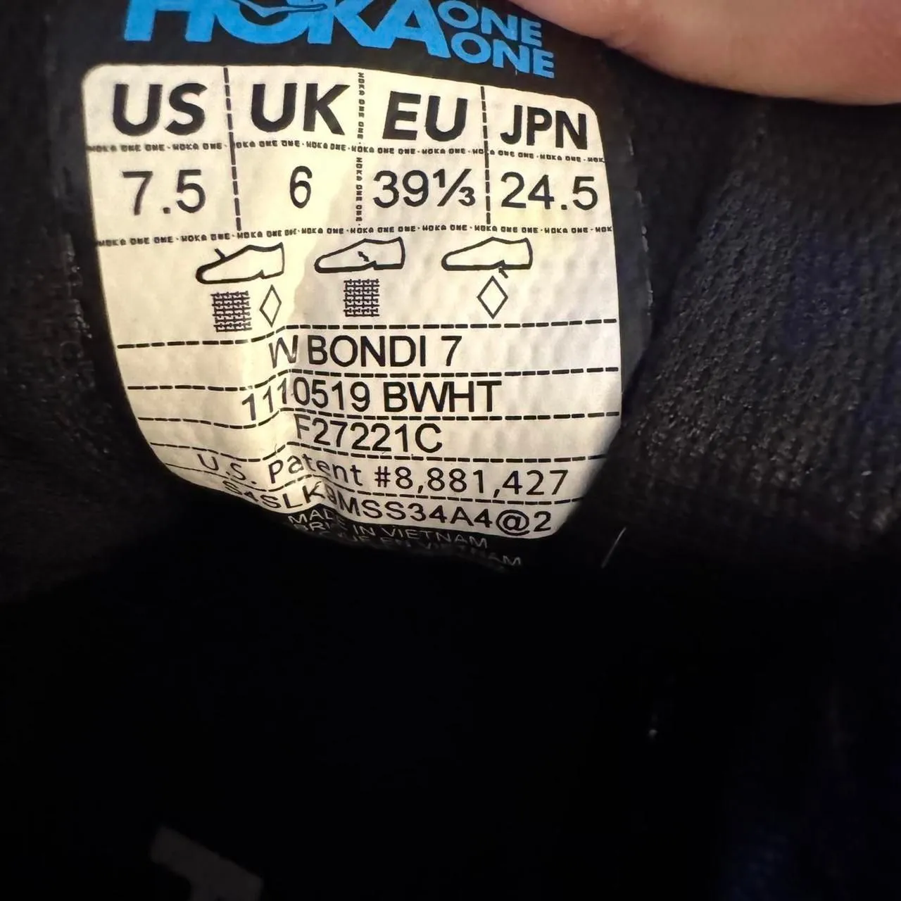 HOKA Bondi 7 Women’s Size 7.5 Black White Running Shoes Cushioned Sneakers READ - Image 4