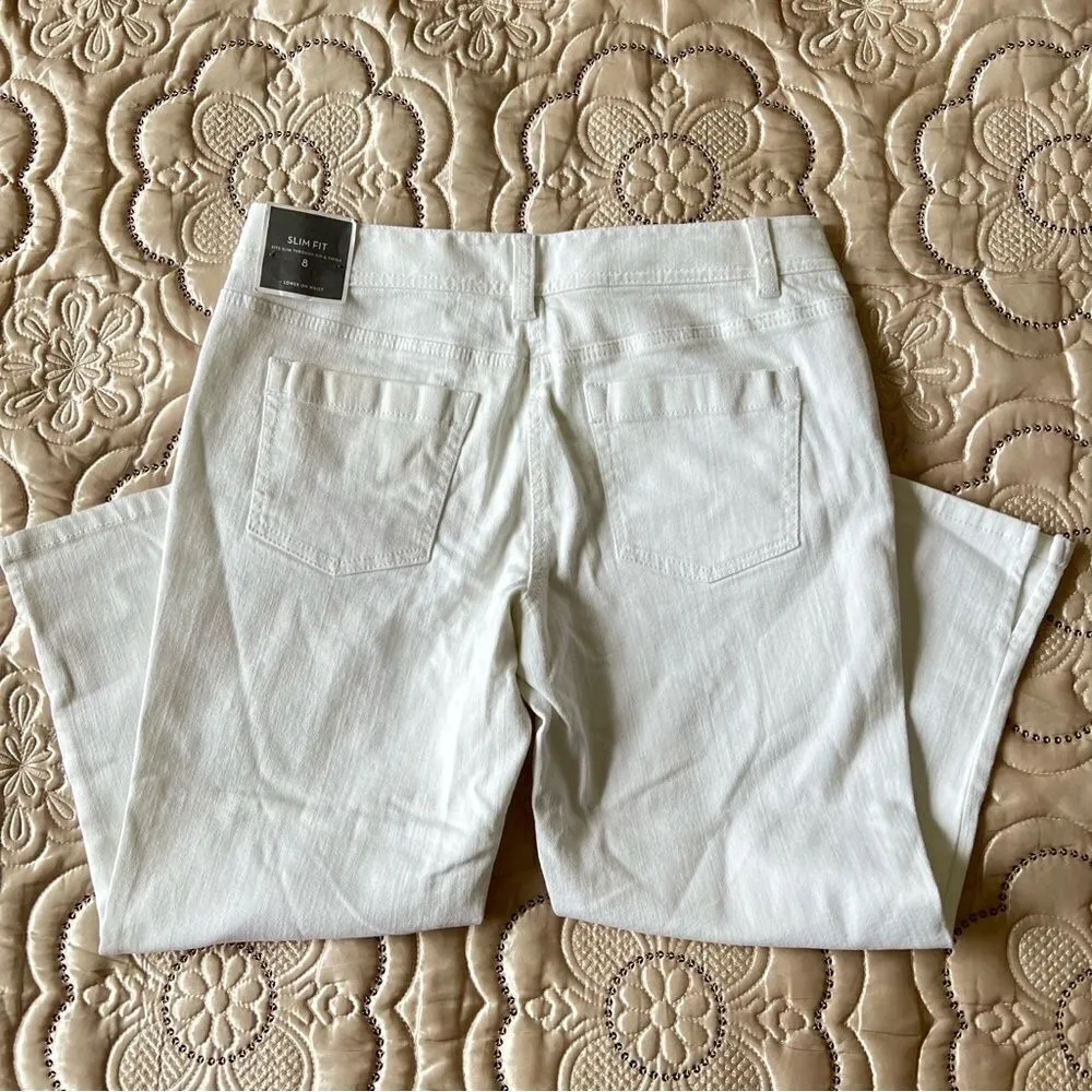 Ann Taylor Slim Fit Cropped Capri Jeans in White NEW Size 8 - Image 3