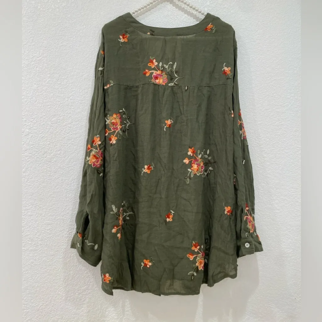 Anthropologie fig and flower long sleeve shirt size 3X - Image 3