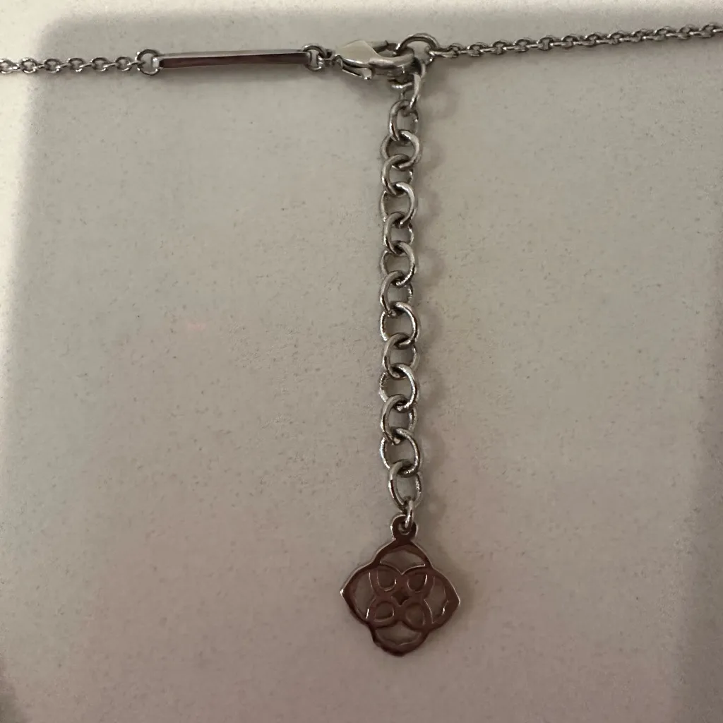 Kendra Scott Elisa Platinum Drusy Pendant Silver Rhodium Chain Necklace - Image 5