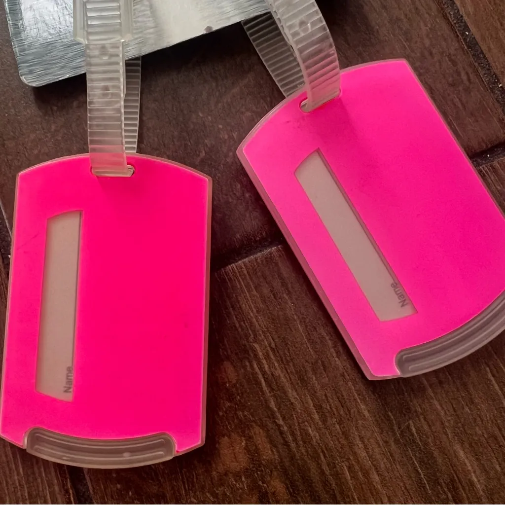 American Tourister Neon Pink Luggage Tags Set of Two New Y2K - Image 2