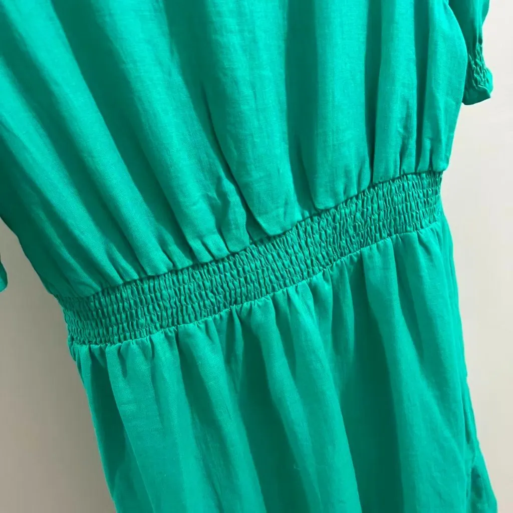 NWOT Boden Linen Aquamarine Green Ruffles Dress Size 20-22 Knee Length - Image 9