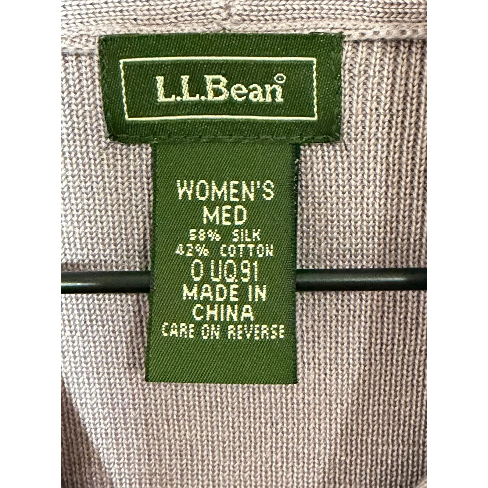 LLBean Cardigan Sweater Silk Cotton Lavender Collar Button Front Medium Spring Purple - Image 2