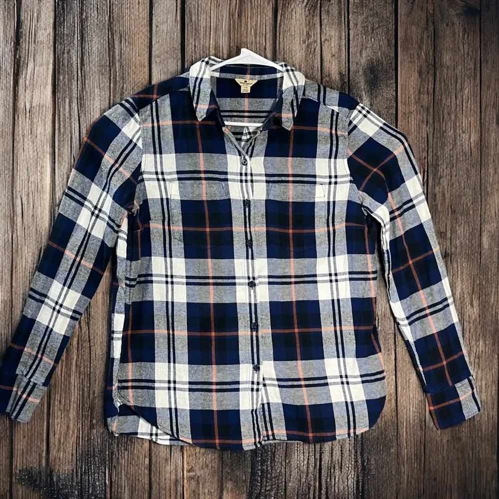 WOOLRICH Women’s Plaid Long Sleeve Button Up 100% Cotton Large Shirt Pockets EUC - Image 3