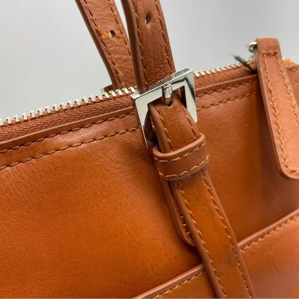 Hobo Vintage Cognac Leather Shoulder Handbag Angelica Purse Bag Tan - Image 7