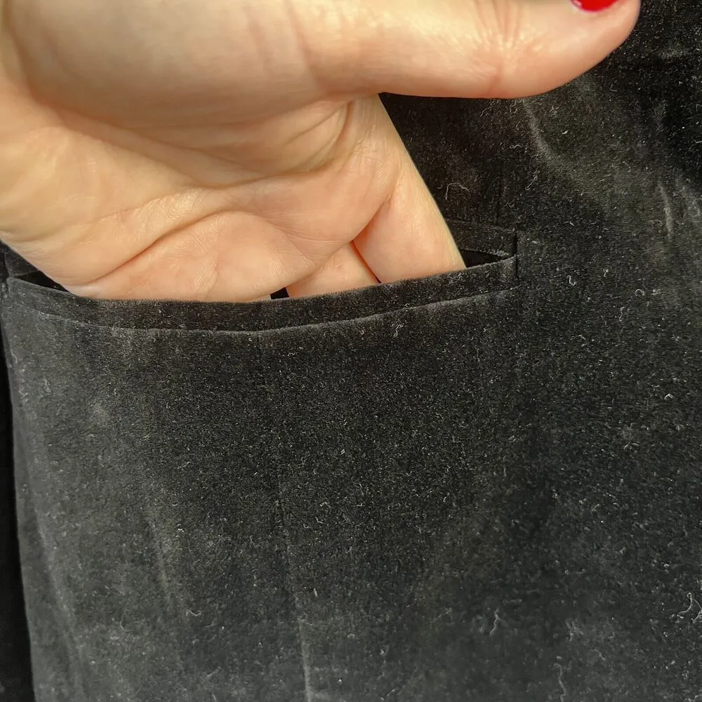 Ann Taylor Size 14 Blazer Jacket Black Velvet Long Sleeve Button Front Women's - Image 5