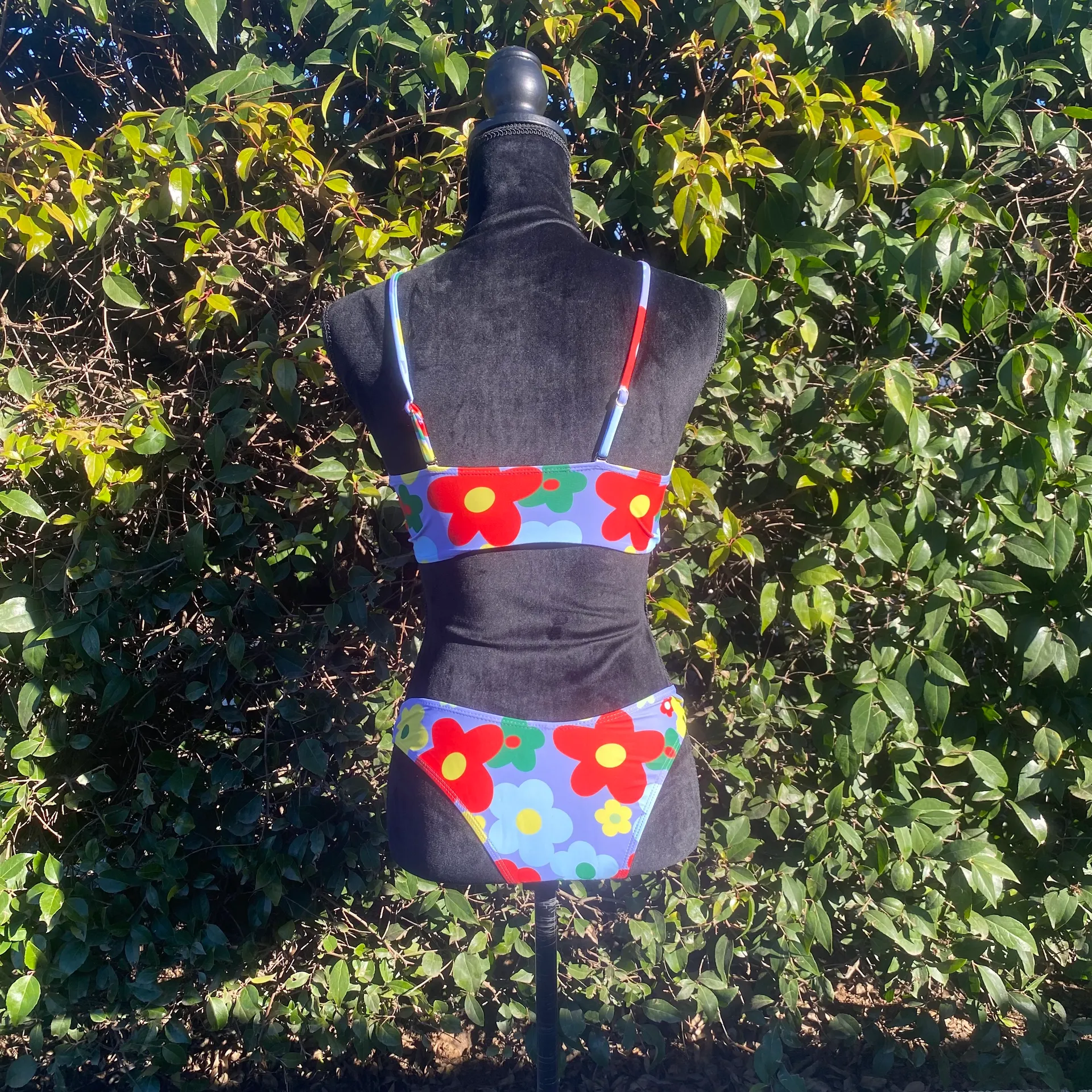 70s Style Two Piece Swim Suit Purple - Image 2