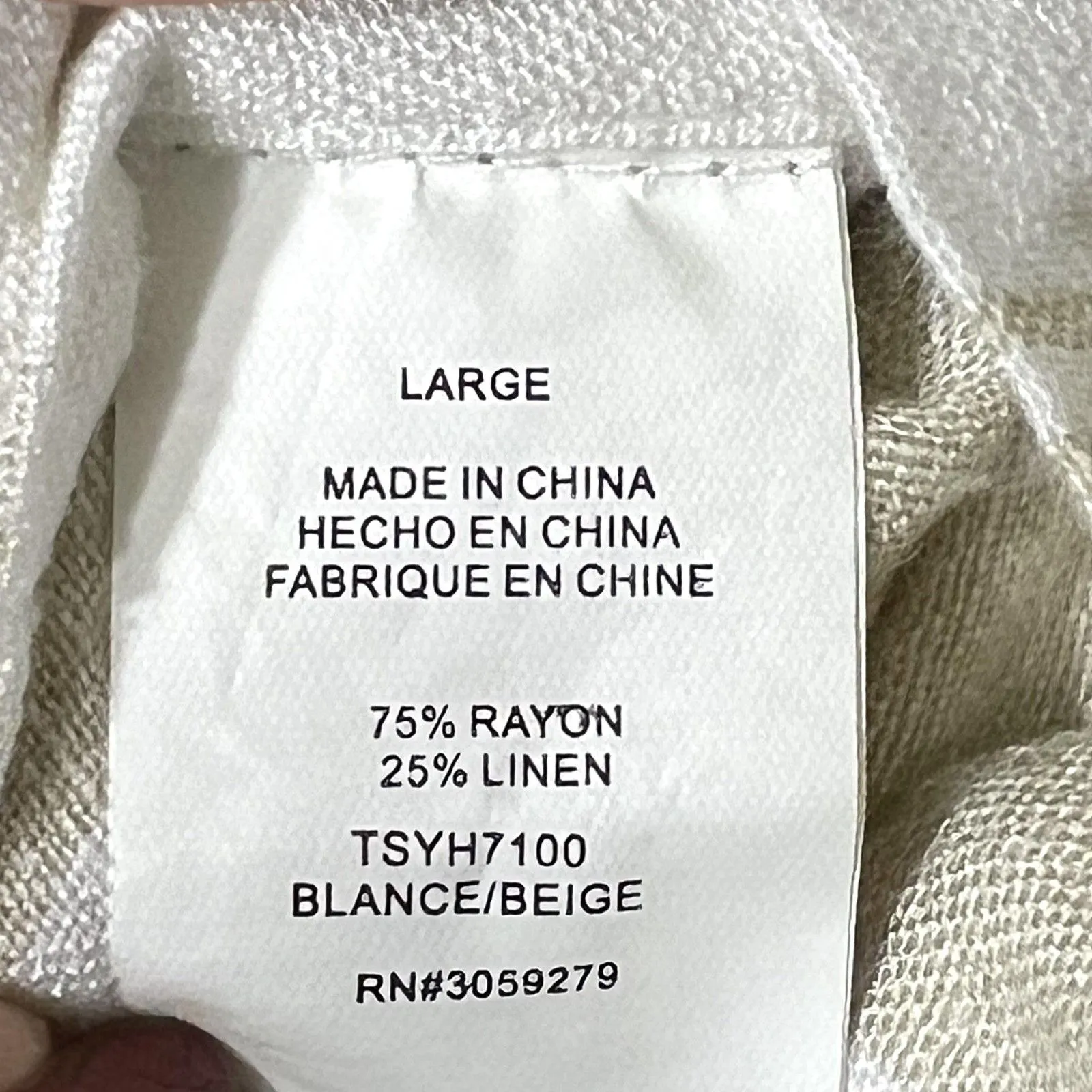 Thread & Supply Shirt Womens Large White Beige Striped Cropped Button Up Relaxed - Image 7